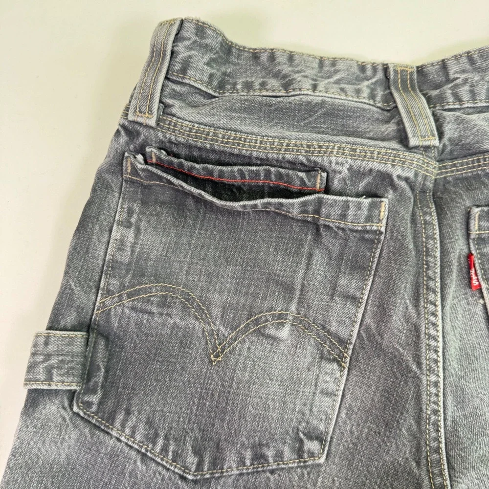 Levi Skater Jorts Youth 16 Regular Grey Carpenter Wide Leg Shorts 90s Grunge W28